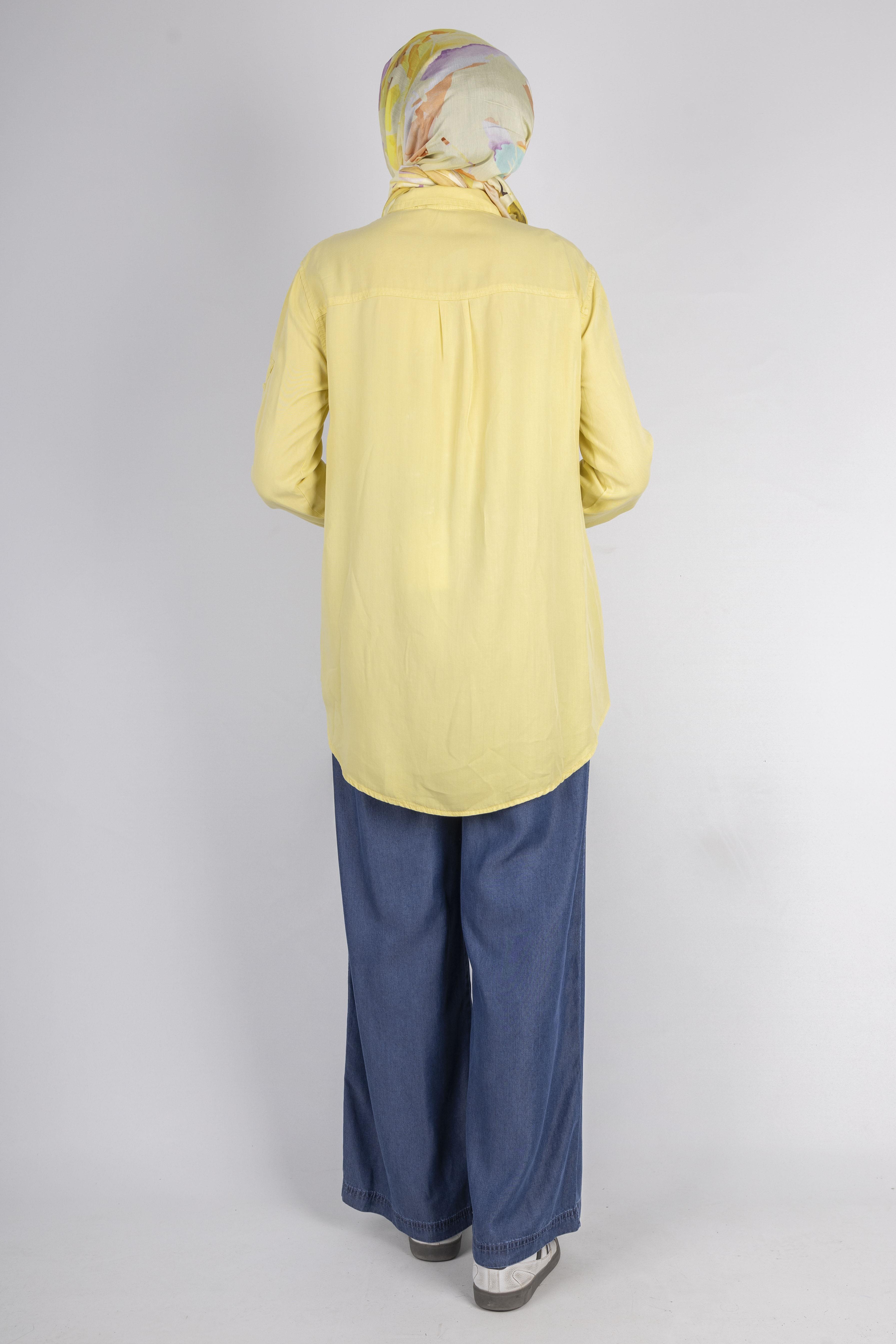 Yıldız Nakışlı Gömlek Sarı OTW7343