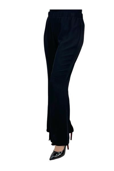 İspanyol Paça Önü Yırtmaçlı Pantolon Siyah OTW1059