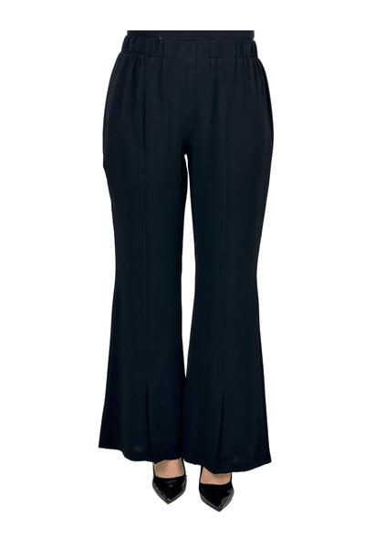 İspanyol Paça Önü Yırtmaçlı Pantolon Siyah OTW1059