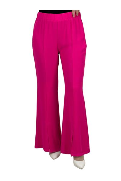 İspanyol Paça Önü Yırtmaçlı Pantolon Fuşya OTW1059