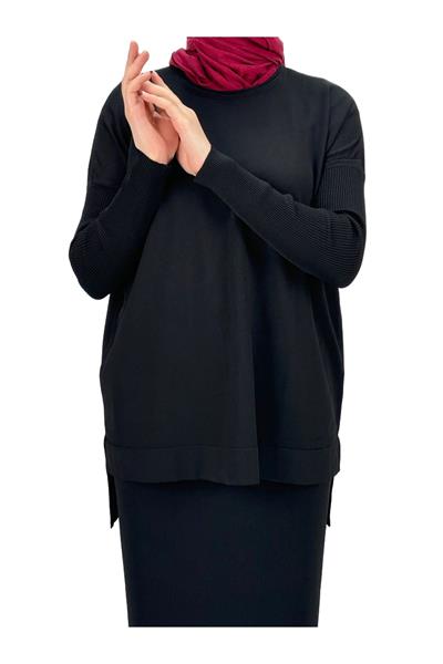 Merserize Triko Bluz Siyah OTW1929