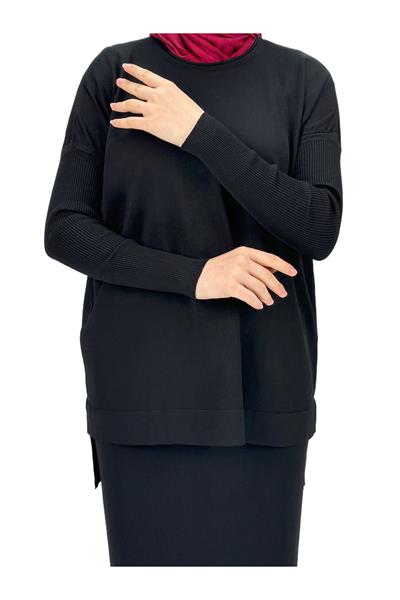 Merserize Triko Bluz Siyah OTW1929