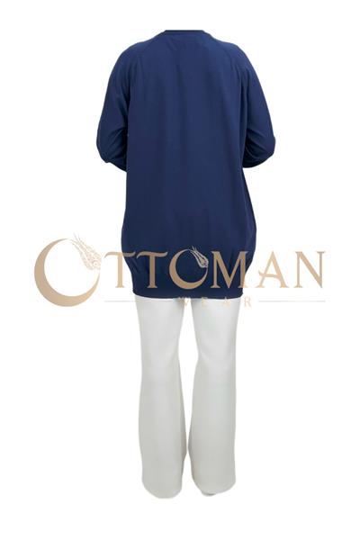 Düğmeli Kısa Triko Hırka Lacivert OTW2770