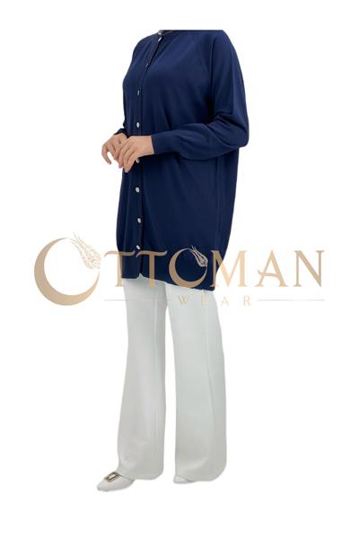 Düğmeli Kısa Triko Hırka Lacivert OTW2770