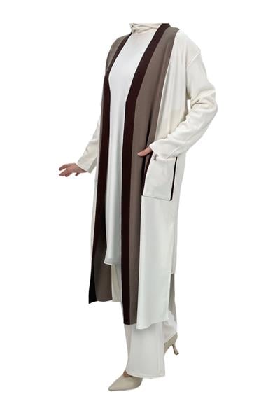 Merserize Triko Hırka Kemik OTW2916