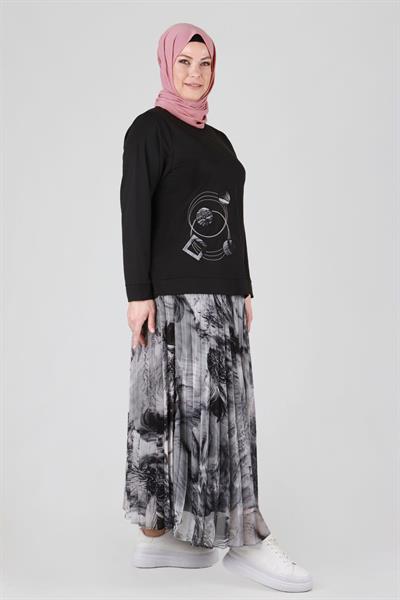 Büyük Beden Etekli Takım Gümüş OTW35063