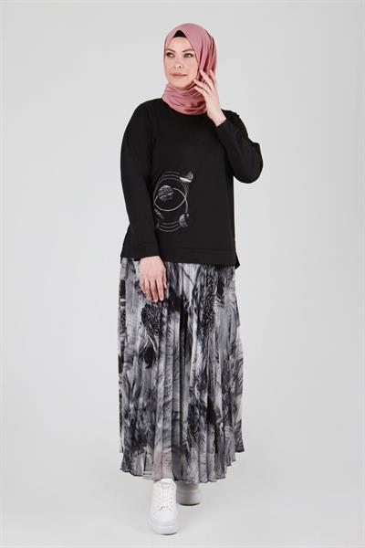 Büyük Beden Etekli Takım Gümüş OTW35063