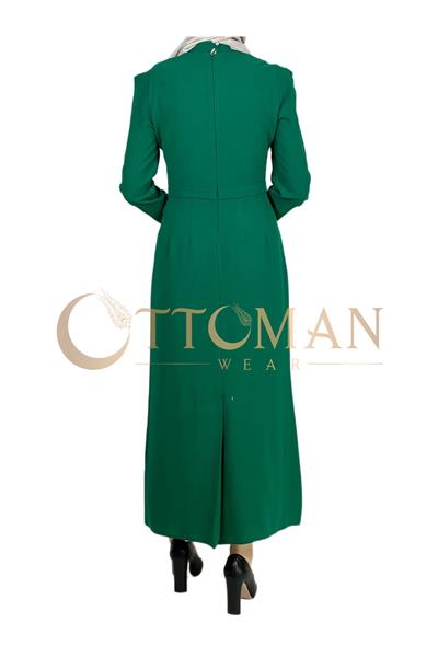 Omuz İşleme Detaylı Abiye Elbise Zümrüt OTW3609