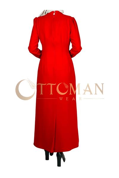 Omuz İşleme Detaylı Abiye Elbise Kırmızı OTW3609