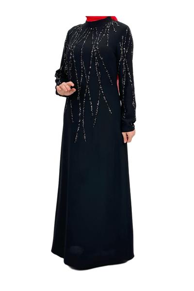 Taş İşlemeli Abiye Elbise Siyah OTW4660