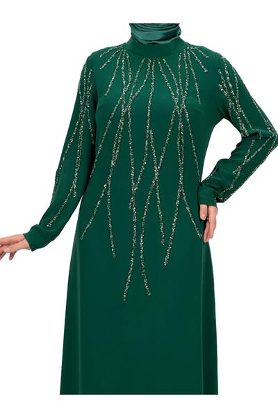 Taş İşlemeli Abiye Elbise Yeşil OTW4660