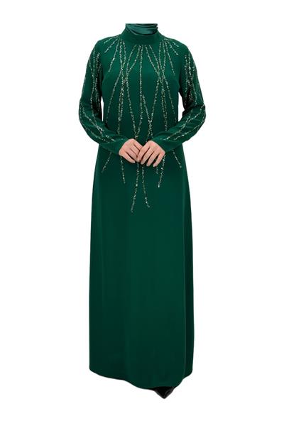 Taş İşlemeli Abiye Elbise Yeşil OTW4660