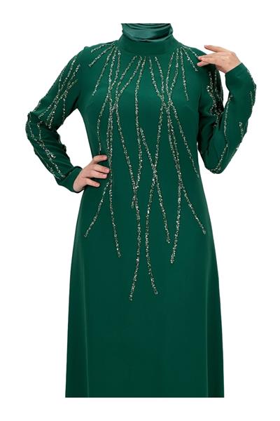 Taş İşlemeli Abiye Elbise Yeşil OTW4660