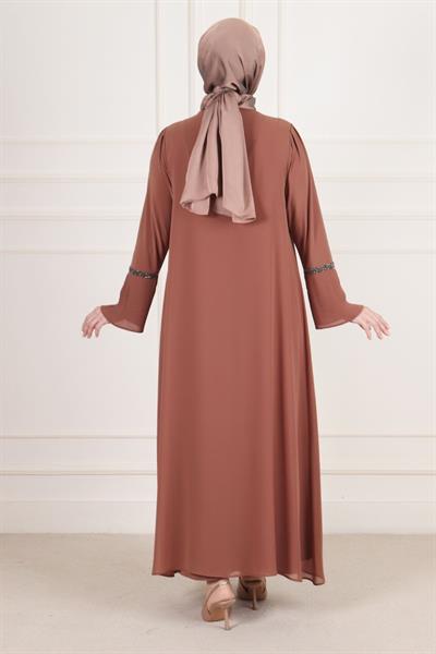 Büyük Beden Sandy Abiye Elbise Bakır OTW50001