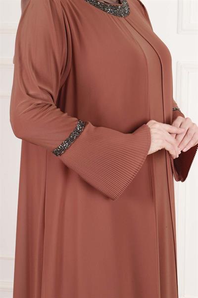 Büyük Beden Sandy Abiye Elbise Bakır OTW50001