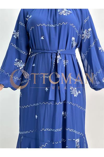 Şifon Elbise Lacivert OTW6089