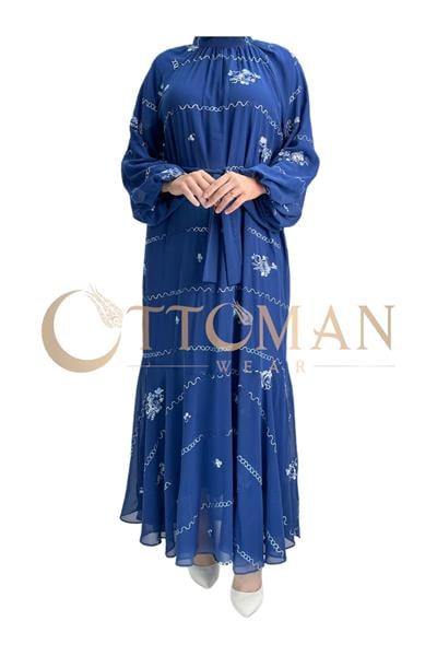 Şifon Elbise Lacivert OTW6089