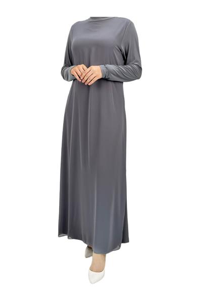 Şifon İçlik Elbise Gri OTW785