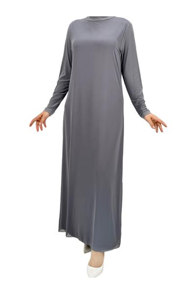 Şifon İçlik Elbise Gri OTW785