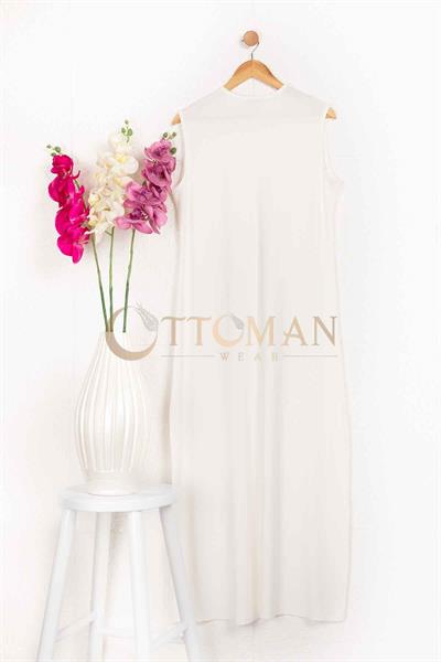 Kolsuz Penye İçlik Elbise Ekru OTW825