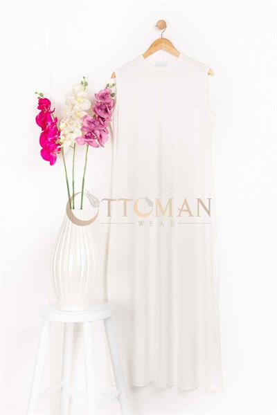 Kolsuz Penye İçlik Elbise Ekru OTW825