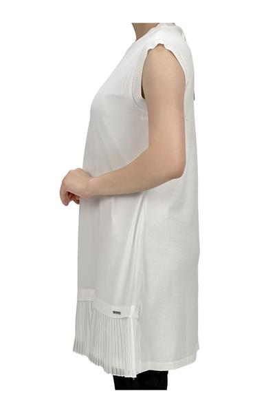 Büyük Beden Piliseli Kolsuz İçlik Ekru OTW876