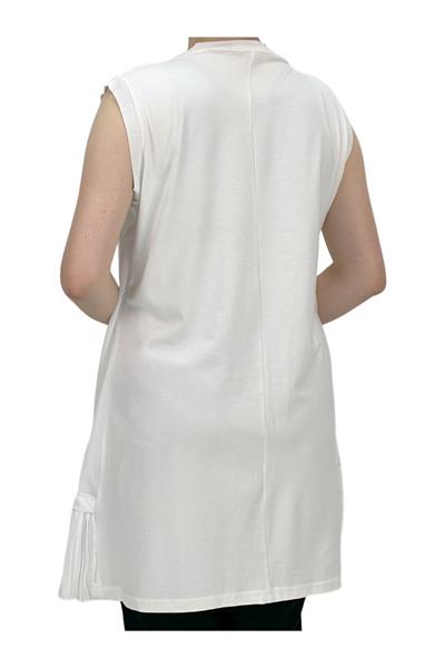 Büyük Beden Piliseli Kolsuz İçlik Ekru OTW876