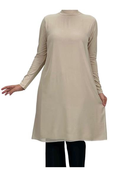 Önü Şifon Detaylı Penye Uzun Kollu İçlik  Taş OTW8832