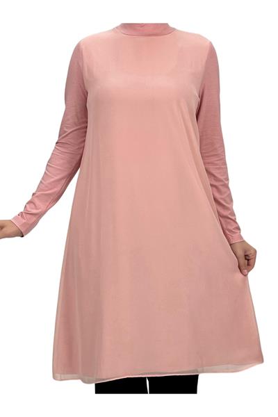 Önü Şifon Detaylı Penye Uzun Kollu İçlik  Pudra OTW8832