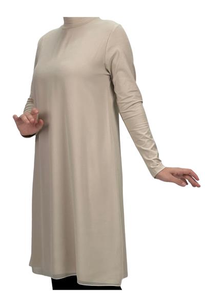 Önü Şifon Detaylı Penye Uzun Kollu İçlik  Taş OTW8832