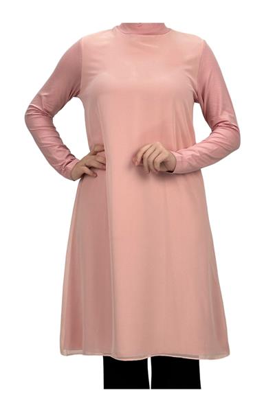 Önü Şifon Detaylı Penye Uzun Kollu İçlik  Pudra OTW8832