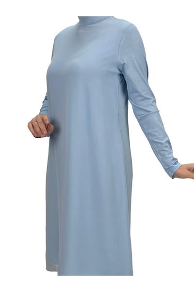 Önü Şifon Detaylı Penye Uzun Kollu İçlik  Açık Mavi OTW8832