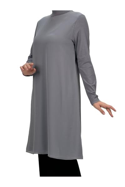 Önü Şifon Detaylı Penye Uzun Kollu İçlik  Gri OTW8832