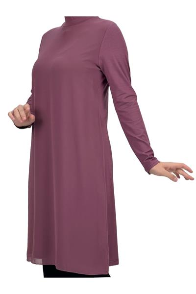 Önü Şifon Detaylı Penye Uzun Kollu İçlik  Gül Kurusu OTW8832