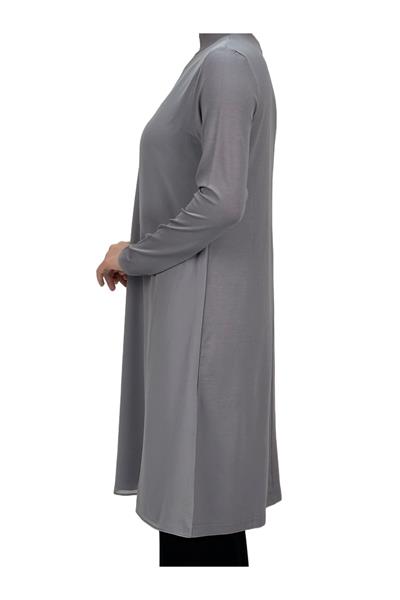 Önü Şifon Detaylı Penye Uzun Kollu İçlik  Gri OTW8832