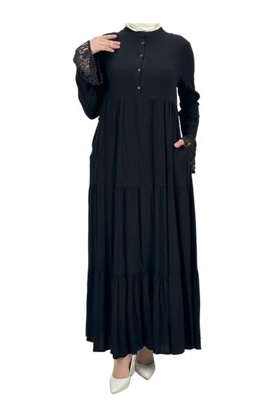 Viskon Elbise Siyah OTW891