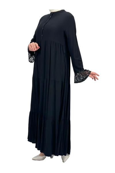 Viskon Elbise Siyah OTW891