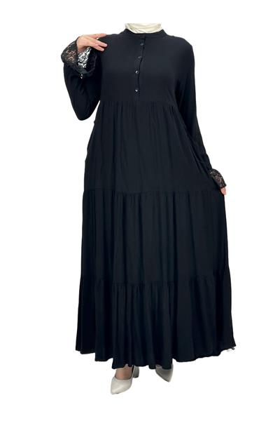 Viskon Elbise Siyah OTW891