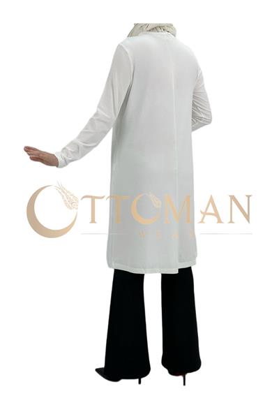 Boyunsuz Önü Şifon Kollu İçlik Ekru OTW894