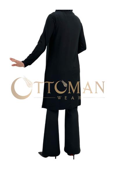 Boyunsuz Önü Şifon Kollu İçlik Siyah OTW894