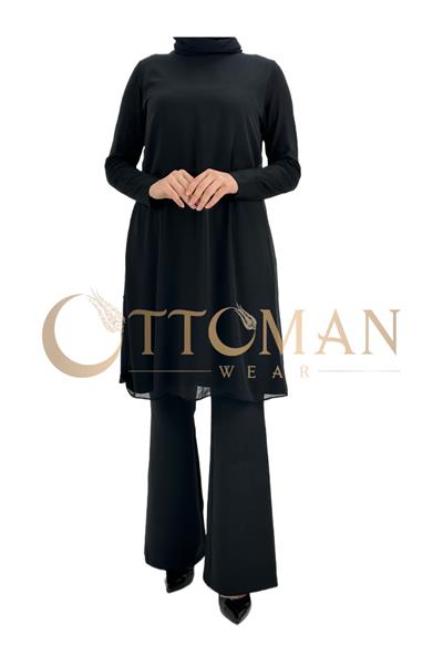 Boyunsuz Önü Şifon Kollu İçlik Siyah OTW894