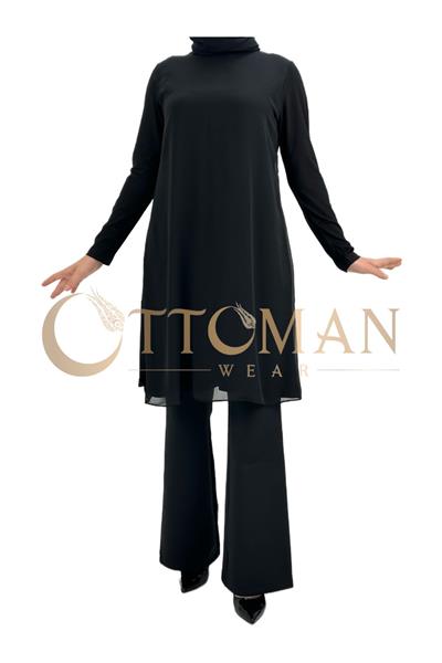 Boyunsuz Önü Şifon Kollu İçlik Siyah OTW894