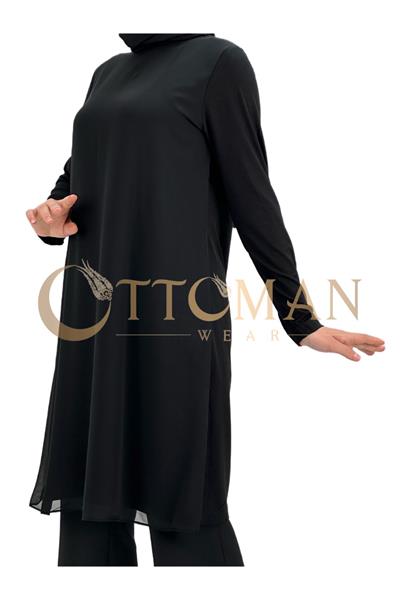 Boyunsuz Önü Şifon Kollu İçlik Siyah OTW894