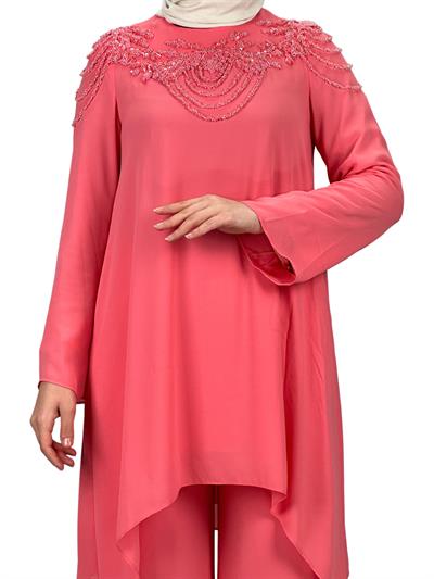 Abiye Pantolonlu Takım Pembe OTW40948