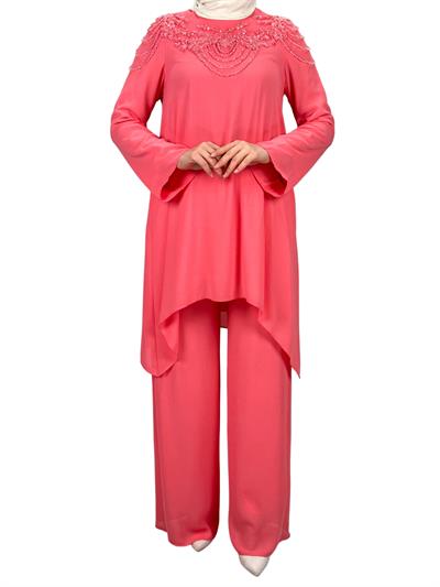 Abiye Pantolonlu Takım Pembe OTW40948
