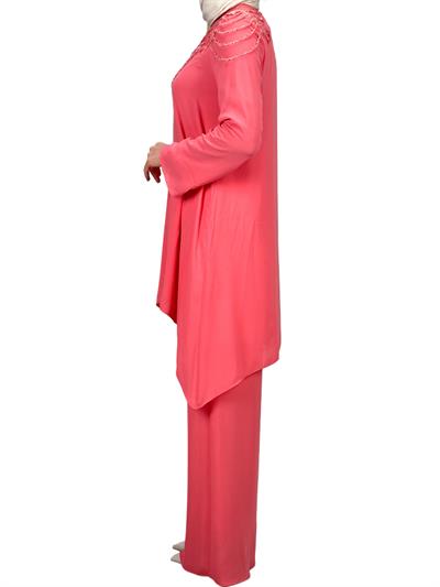 Abiye Pantolonlu Takım Pembe OTW40948