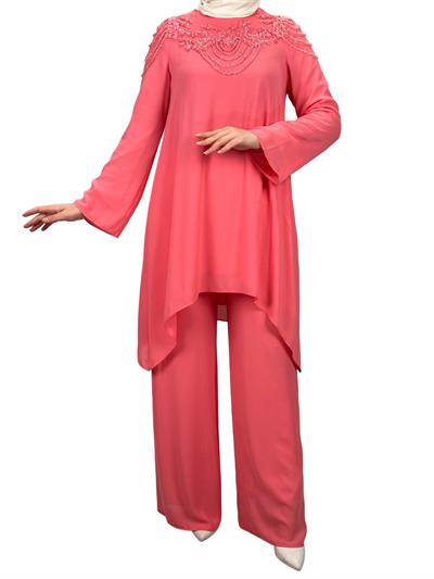 Abiye Pantolonlu Takım Pembe OTW40948