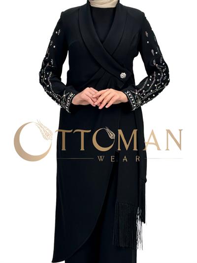 Abiye Püsküllü Takım Siyah OTW40956