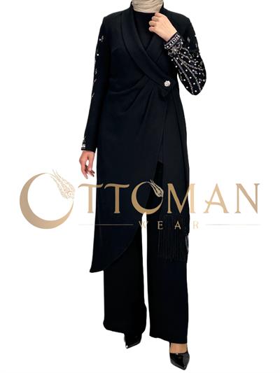 Abiye Püsküllü Takım Siyah OTW40956