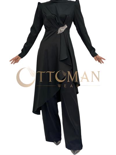 Abiye Saten Takım Siyah OTW40911